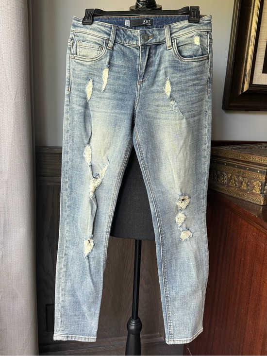 Kut from the Kloth Denim - Kut from the Kloth Light Blue Distressed Catherine Boyfriend Women’s Jeans 0